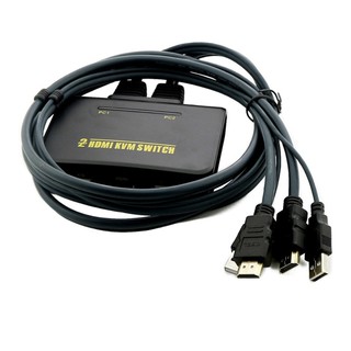 USB 2.0 HDMI KVM SWITCH MONITOR KEYBOARD MOUSE SWITCHER WITH CABLE