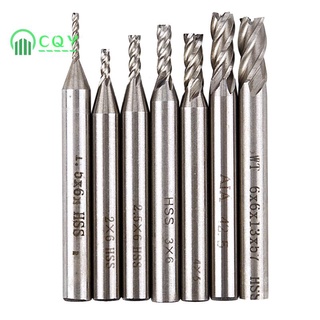Swt 7 ชิ้น Hss Cnc 4 Flutes End Milling ชุดเครื่องตัด 1.5 2 2.5 3 4 5 6 มม.