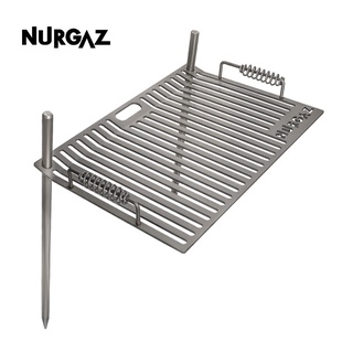 NURGAZ Campfire Grill Grate with Stake Portable Outdoor Folding BBQ Grilling Grate for แคมป์ปิ้ง เดินป่า Backpacking บาร์บีคิว