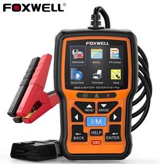 Foxwell NT301 Plus OBD2 เครื่องสแกนเนอร์ทดสอบแบตเตอรี่รถยนต์ 12V OBDII EOBD