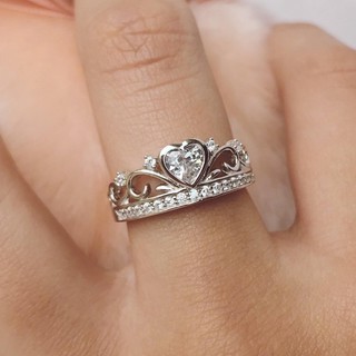 ชุดใหม่พร้อมแหวนมงกุฎรูปหัวใจเพทายแฟชั่นยุโรปและอเมริกาไมโครปูแหวนหมั้นเพทายสดใส de2-1682