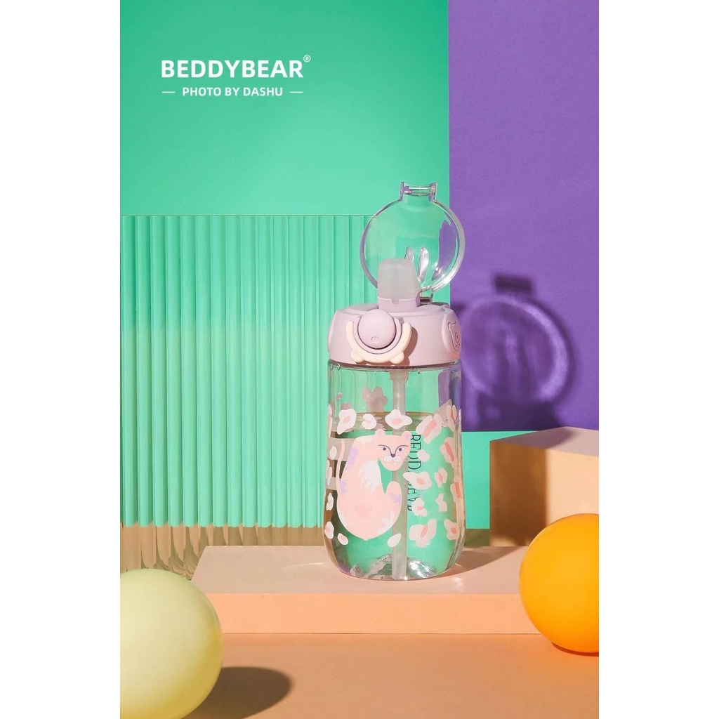 beddybear-กระติกน้ำ-สีใส-สำหรับเด็ก-แบรนด์เกาหลี-ฝาล็อคหลอดดูด-รุ่น-bb003ct-011-ความจุ-400-ml