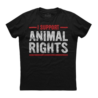เสื้อยืดแขนสั้น ผ้าฝ้าย พิมพ์ลาย I Support Animal Rights Vegan Moto สีดํา สําหรับผู้ชาย LDdpib79CEocap43