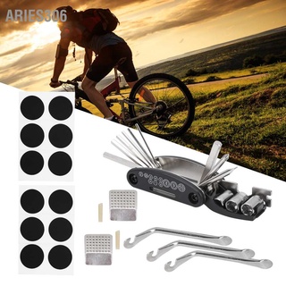 Aries306 21Pcs Bicycle Tyre Repair Kit Bike Puncture Tool 16 in 1 Multi‑Function