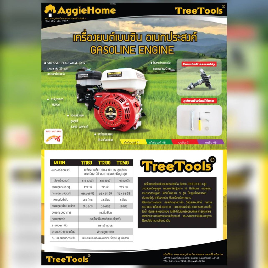 treetools-เครื่องยนต์-4-จังหวะ-รุ่น-tt-200-6-5แรงม้า-เครื่องยนต์-เบนซิน-ความจุกระบอกสูบ-196cc-ปั๊มน้ำ