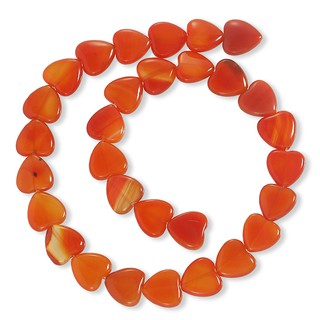 ลูกปัดหินแท้ เม็ดรูปหัวใจ (Heart) หินคาร์เนเลี่ยน (Carnelain) 12 mm (LZ-0451 สีส้ม)