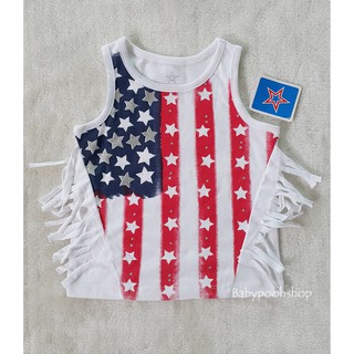 เสื้อกล้ามสีขาว สกรีนลาย ดาว มีตกแต่งด้านข้าง สวย เก๋