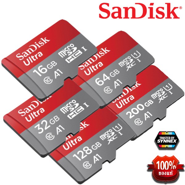 รูปภาพสินค้าแรกของSandisk MicroSD Card Ultra Class10 A1 16GB 32GB 64GB 128GB Speedสูงสุด140MB/s ใส่ โทรศัพท์ แท็บเล็ต Andriod