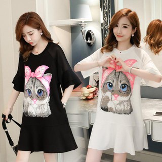 น่ารัก แมว เดรส แต่งตัว หลวม lovely Cat dress