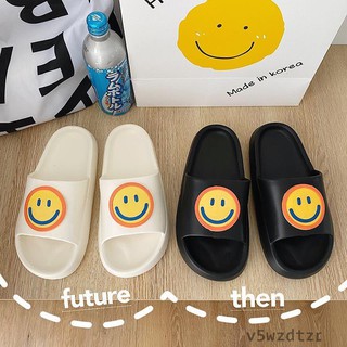 ราคาSmiley slippers women😊 cute girls platform รองเท้าแตะในบ้าน✨ ทำลายเกาหลี วางได้ลุยน้ำไไไ