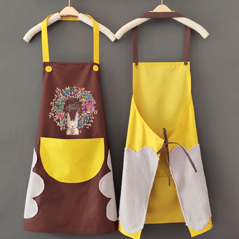 hot-sale-แฟชั่นของใช้ในครัวเรือนน่ารักครัวทำอาหารผ้ากันเปื้อนผู้หญิงกันน้ำและกันน้ำมันเอวเสื้อผ้าผู้ชายทำงานพิมพ์โลโก