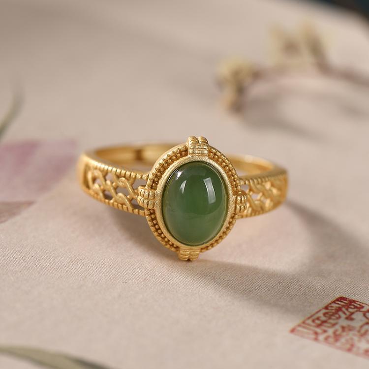 ภาพหน้าปกสินค้าPANAOBEN แหวน ใหม่เงิน 925 แหวน Original Natural Jasper Oval Ring Light หรูหรา Hollowing Process Golden Noble สไตล์จีน Retro ผู้หญิงยี่ห้อ Jewelrymen แหวนแฟชั่นเกาหลีอุปกรณ์เสริมแหวนคู่ Vintage เงินสเตอร์ลิง 925 แหวนเงินสำหรับผู้หญิง Charm จากร้าน panaoben.th บน Shopee