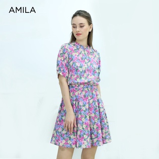 AMILA Dress AM-D921 พีชสกิน IGPU21-4