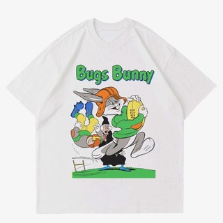 เสื้อยืดโอเวอร์ไซส์เสื้อยืด พิมพ์ลาย BUGS BUNNY สไตล์วินเทจ "LOONEY TUNES" | เสื้อยืด ลายการ์ตูนยุค 90 | ชุดเสื้อผ้า ลาย