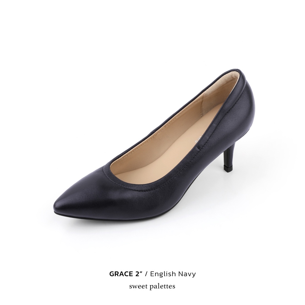 ภาพหน้าปกสินค้าSweet Palettes รองเท้าหนังแกะ Grace 2 inch English Navy