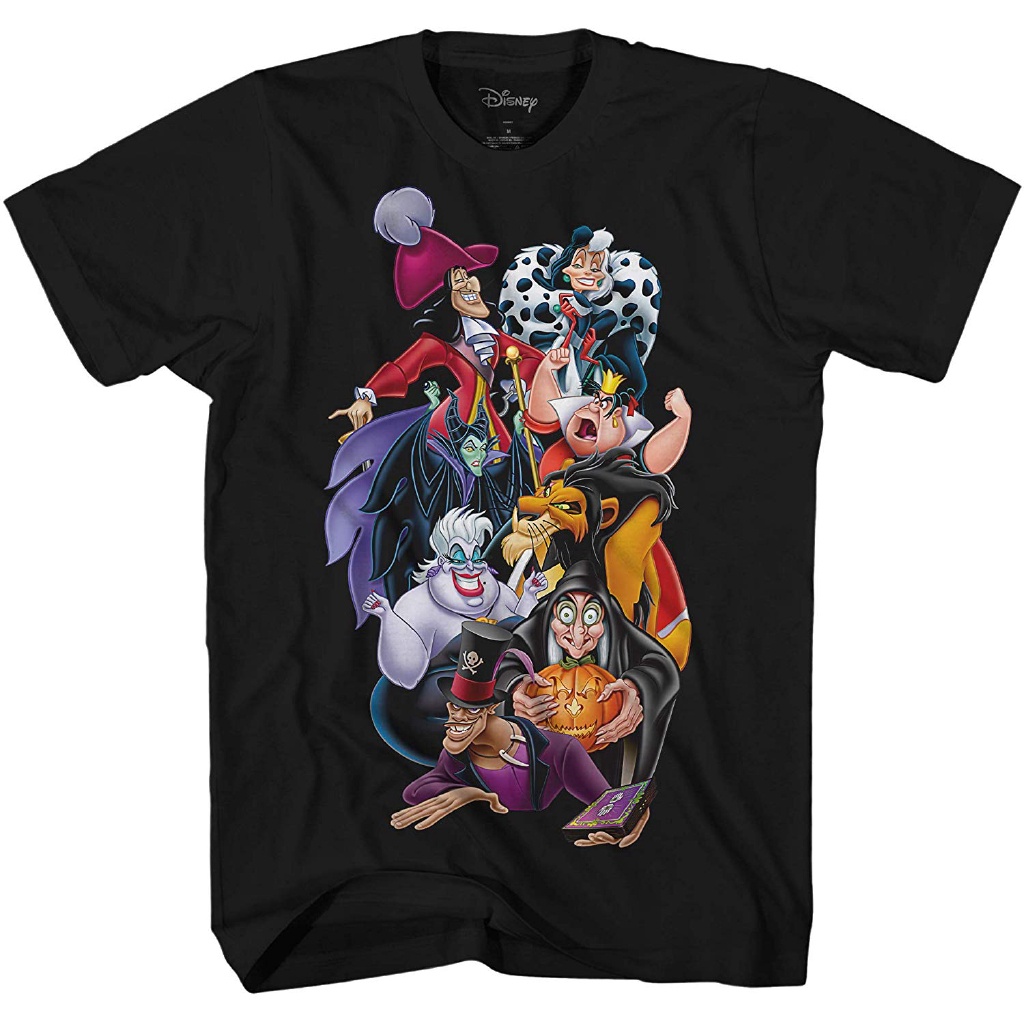 เสื้อยืดผ้าฝ้ายพิมพ์ลายขายดี-disney-villains-we-d-graphic-t-shirt-for-men