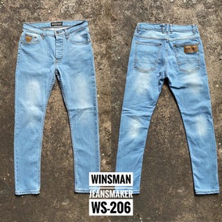 💓ยีนส์ขาเดฟผู้ชายสีฟ้าอ่อนแบบขาด/ไม่ขาด Winsman