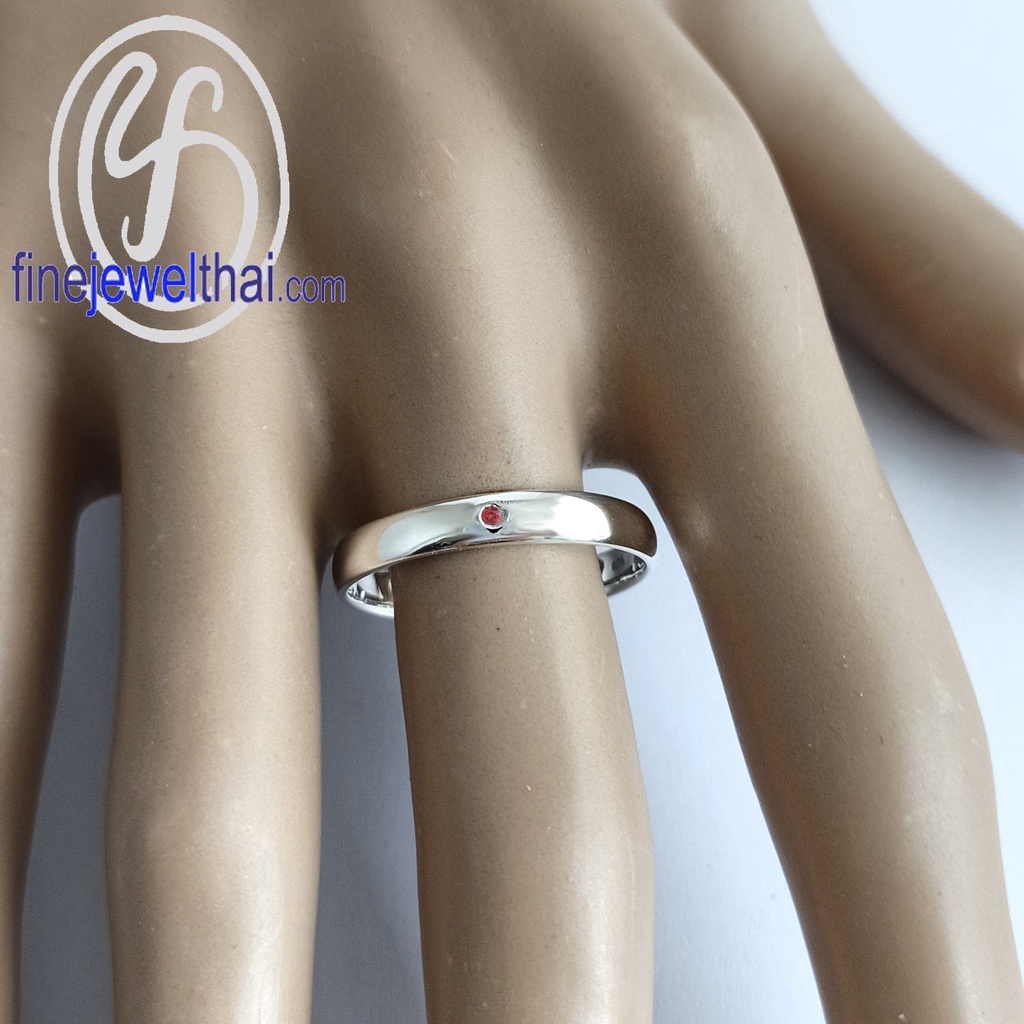 finejewelthai-แหวนทับทิม-ทับทิม-แหวนพลอย-แหวนเงินแท้-พลอยประจำเดือนเกิด-ruby-silver-ring-birthstone-r3068rb