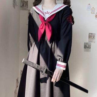 ชุดนักเรียนญี่ปุ่น ♥ต้นฉบับ Royal secret JK เครื่องแบบกระโปรงกระโปรงไม่ดี Dark Bad Bad sailor service Dress หญิง♚