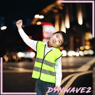 [dynwave2] เสื้อกั๊กสะท้อนแสง สีเขียว สีเหลือง เพื่อความปลอดภัย สําหรับเด็ก