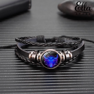 Ellastore123 สร้อยข้อมือถัก หลายชั้น ปรับได้ เรืองแสง สิบสองกลุ่มดาว สําหรับชีวิตประจําวัน