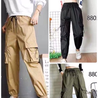 Nt - New in - กางเกงผ้าร่ม คาดเข็มขัด ปรับสายรัดขาได้