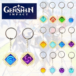 ภาพหน้าปกสินค้า14 Styles Game Genshin Impact Keychains Cosplay Pendants Keyring 7 Element Weapons Eye of God Acrylic Accessories ที่เกี่ยวข้อง