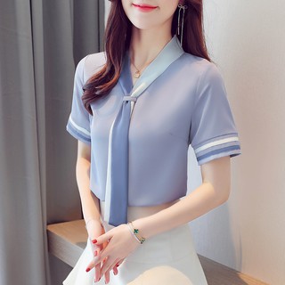 เสื้อชีฟองแขนสั้นสไตล์เกาหลี 2020