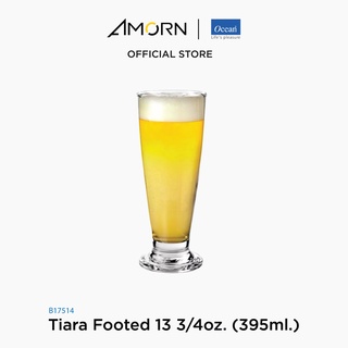 AMORN - (Ocean) B17514 Tiara Footed [1กล่อง(6ใบ)]- แก้วเทียร่าฟุท ดริ๊งเเวร์ ทัมเบอร์ แก้วโอเชี่ยนกลาส13 3/4 oz. (395ml)