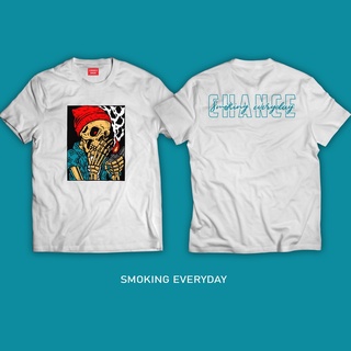 Chance SMOKING EVERYDAY เสื้อยืดสีขาว STREET