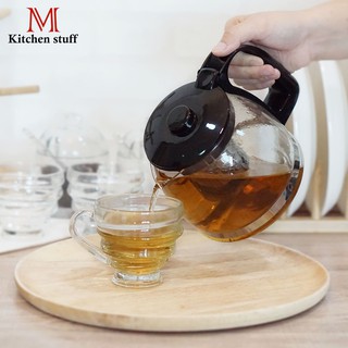 ภาพขนาดย่อสินค้าM KITCHEN 4850 ชุดกาน้ำชาแก้วและถ้วยน้ำชา 4 ใบ ขนาด 850ml (สีดำ) กาน้ำชา กากรองชา กาชงชา กาชา ชุดกาน้ำชา (A4)
