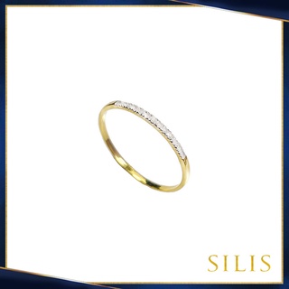 สินค้า ส่งฟรี! SILIS แหวนเพชรแท้ แบบครึ่งวง แหวนทองแท้ เพชรกุหลาบแหวน 9K