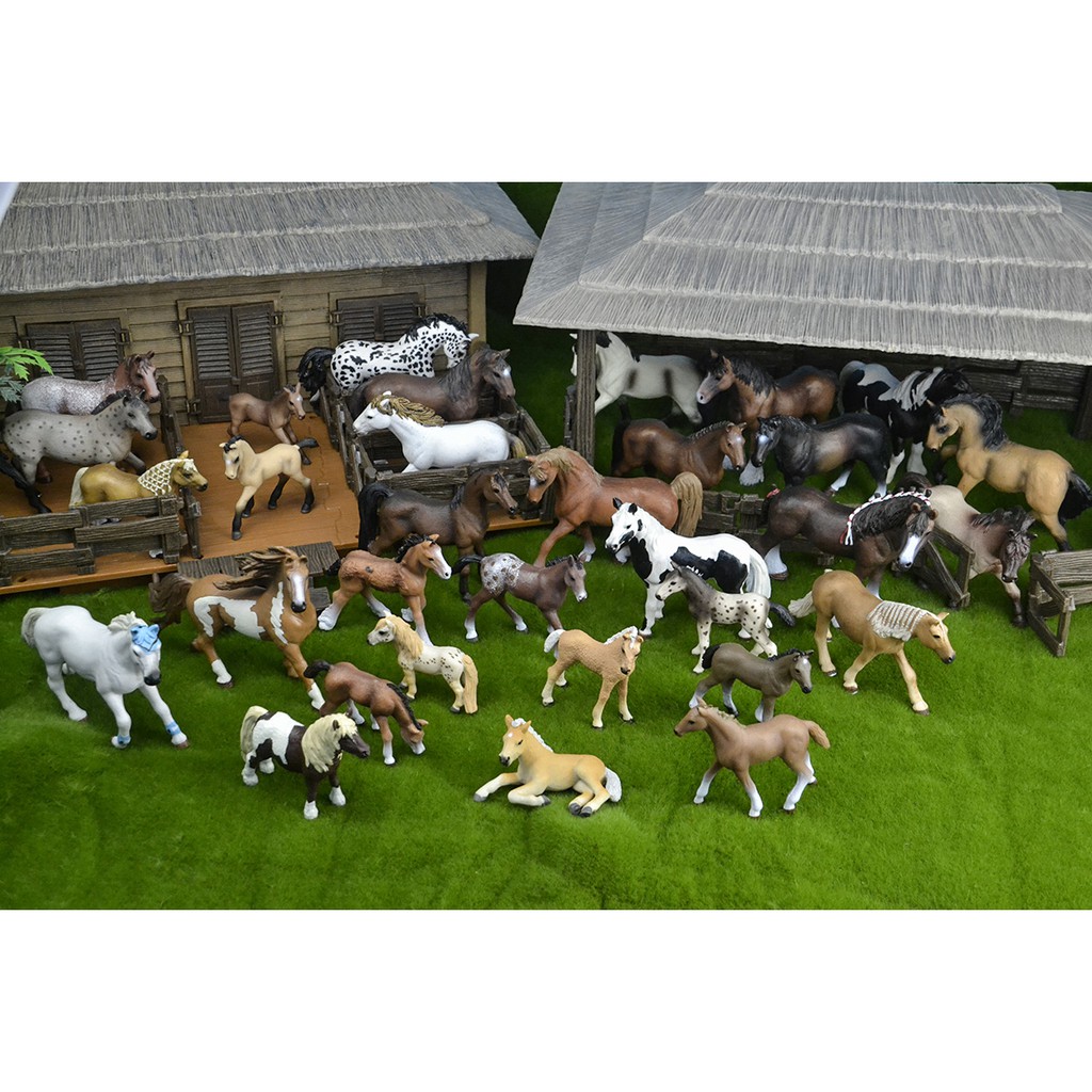 ภาพหน้าปกสินค้าโมเดลจำลอง รูปฟาร์ม สัตว์โลก ม้า 17 ชิ้น จากร้าน newbeecain.th บน Shopee