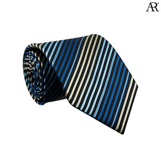 ANGELINO RUFOLO Necktie(NTN-ทาง043) เนคไทผ้าไหมทออิตาลี่คุณภาพเยี่ยม ดีไซน์ Stripe Pattern กรมท่า-กากี/กรมท่า-ฟ้า/น้ำตาล