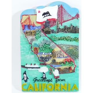 แม่เหล็กติดตู้เย็นนานาชาติสามมิติ รูปรัฐแคลิฟอร์เนีย สหรัฐอเมริกา 3D fridge magnet California