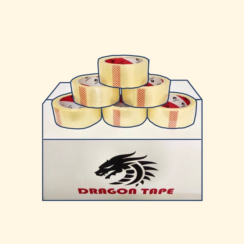 ส่งฟรีทั่วประเทศ-เทปใส2นิ้ว-แพค6ม้วน-ยาว100หลา-dragon-tape-เทปกาวopp-40mic-เทปปิดกล่อง-ประหยัดต้นทุน