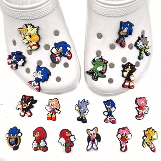 จี้การ์ตูน Sonic The Hedgehog Jibitz croc Charms Sonic jibbits น่ารัก อุปกรณ์เสริม สําหรับตกแต่งรองเท้าเด็ก