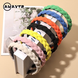 Awaytr ที่คาดผม ผ้ากํามะหยี่ถักเปีย กันลื่น เรียบง่าย แฟชั่นเกาหลี สําหรับผู้หญิง