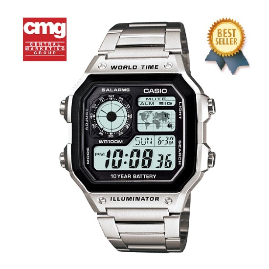ภาพหน้าปกสินค้าCasio นาฬิกาข้อมือผู้ชาย สายแสตนเลส รุ่น AE-1200WHD-1A มั่นใจ 100% ประกันศูนย์ CMG 1ปี