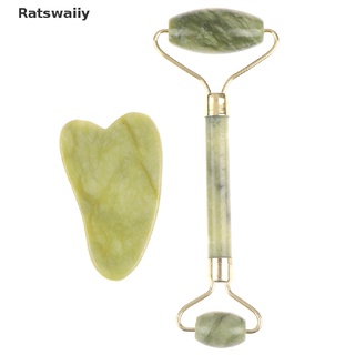 Ratswaiiy Roller and Gua Sha Tools by Natural Jade Scraper Massager with Stones for Face SG