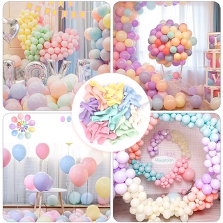 ลูกโป่งยาง สีมาการอง ขนาด 5 นิ้ว สําหรับตกแต่งปาร์ตี้วันเกิด งานแต่งงาน 10 ชิ้น