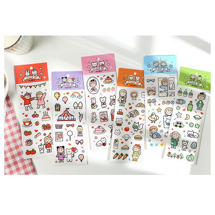 พร้อมส่ง-สติ๊กเกอร์-pvc-ตกแต่งสมุดโน๊ต-ติดเคสมือถือ-ลายน่ารักสุดๆ-sticker-deco-diy