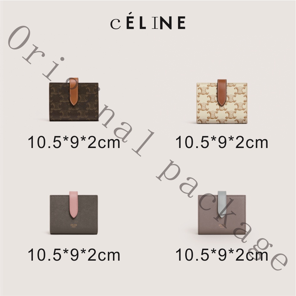 brand-new-authentic-celine-small-two-tone-grained-cow-leather-strap-wallet