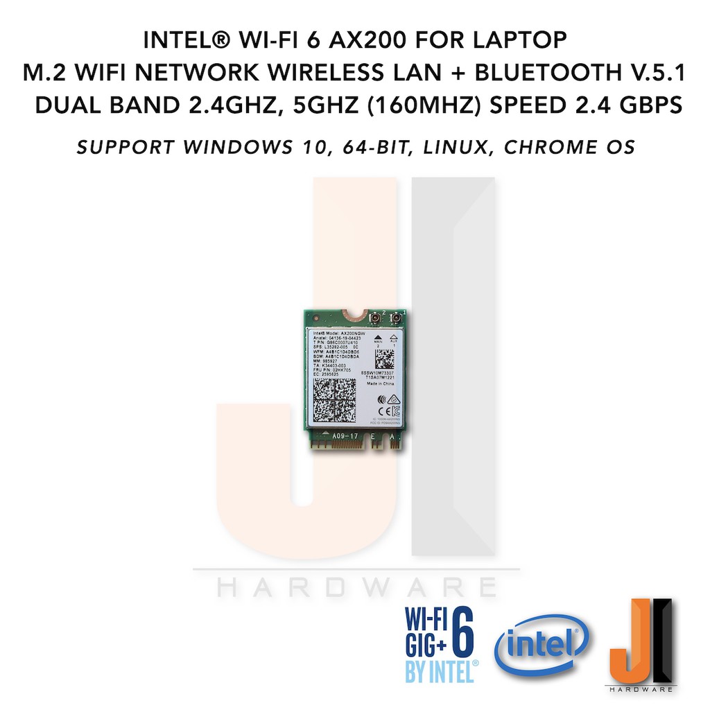 ภาพหน้าปกสินค้าIntel Wi-Fi 6 AX200 card for laptop m.2 wifi network wireless lan (ของใหม่ไม่มีกล่อง) จากร้าน jihardware บน Shopee