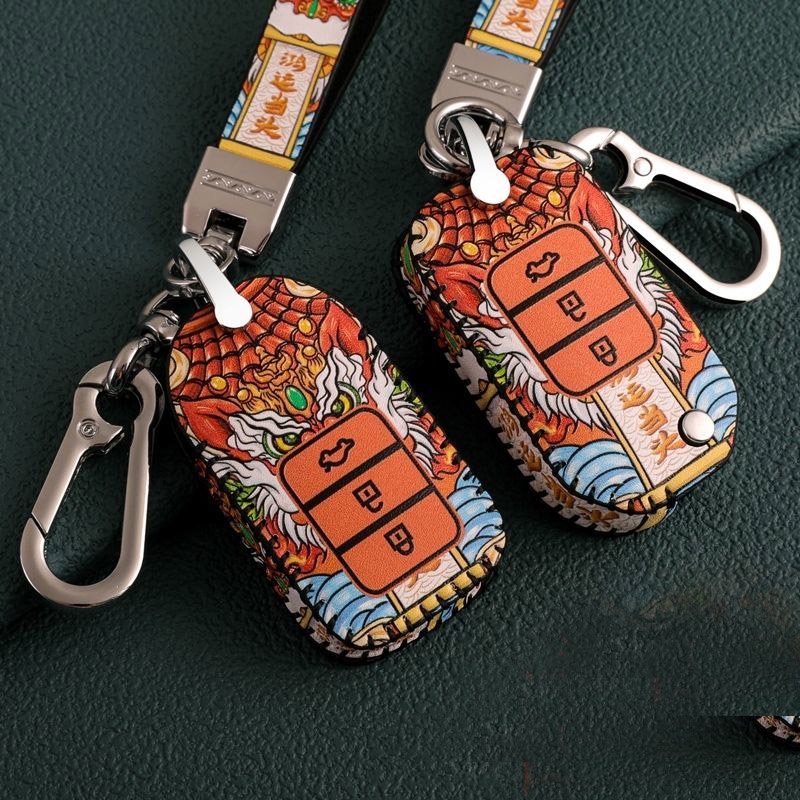 เคสกุญแจรถยนต์-honda-การออกแบบสไตล์จีน-เคสหนังใส่กุญแจรีโมทกันรอย-กระเป๋าใส่กุญแจรถยนต์-ปลอก-key-cover-ปลอกกุญแจ