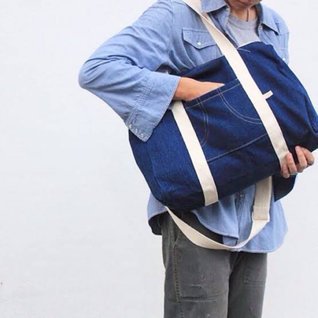 Japfac duffle bag (dark Jean) มือสอง สภาพ95% | Shopee Thailand