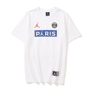 【Authentic】เสื้อยืดแขนสั้นพิมพ์ลาย Air Jordan Paris Saint-Germain เข้ากับการแต่งกายสําหรับผู้ชาย F8bg