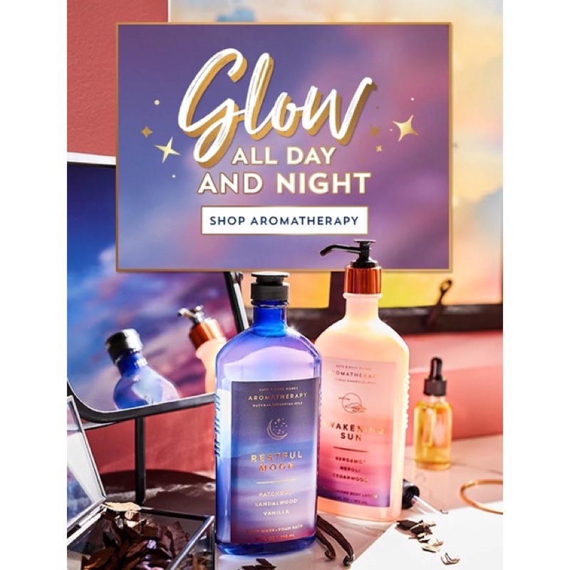 Bath and body works aromatherapy awakening sun and restful moon lotion