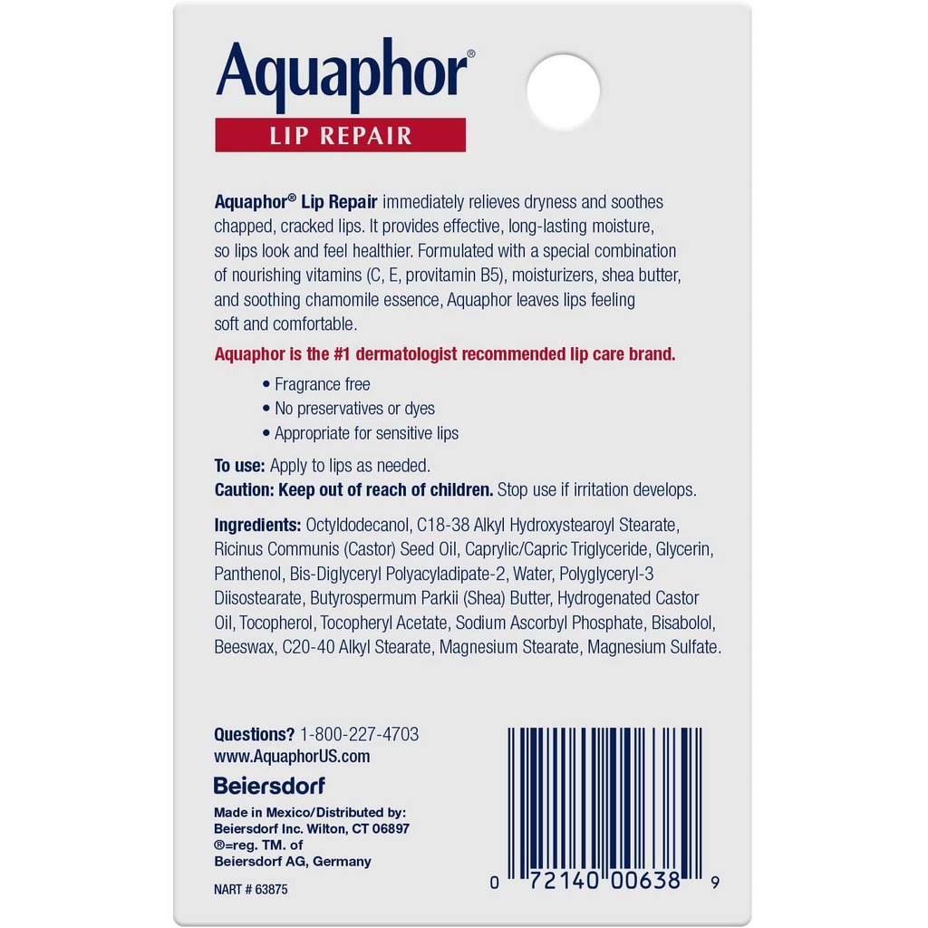 usa-ลิปบาล์ม-ฟื้นฟูริมฝีปากให้มีสุขภาพดี-ลิปสติก-ลิปมัน-aquaphor-lip-repair-ointment-long-lasting-moisture