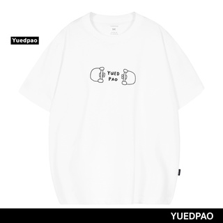 Yuedpao ยอดขาย No.1 รับประกันไม่ย้วย 2 ปี ผ้านุ่ม เสื้อยืดเปล่า เสื้อยืด Oversize White YP skate print